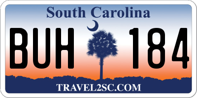 SC license plate BUH184
