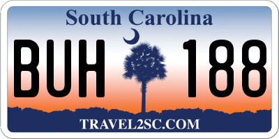 SC license plate BUH188