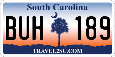 SC license plate BUH189