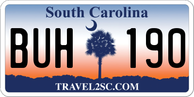 SC license plate BUH190