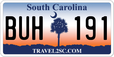 SC license plate BUH191