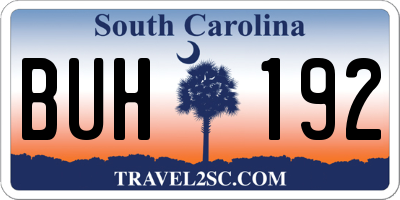 SC license plate BUH192