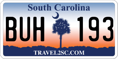 SC license plate BUH193