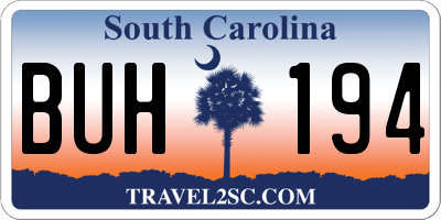 SC license plate BUH194
