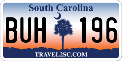 SC license plate BUH196