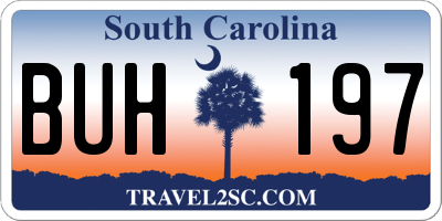 SC license plate BUH197
