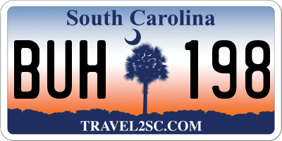 SC license plate BUH198