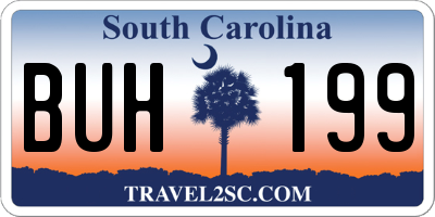 SC license plate BUH199
