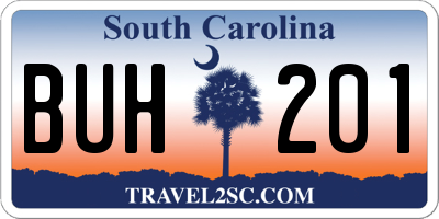 SC license plate BUH201