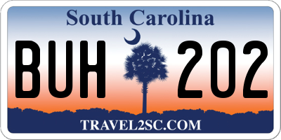 SC license plate BUH202