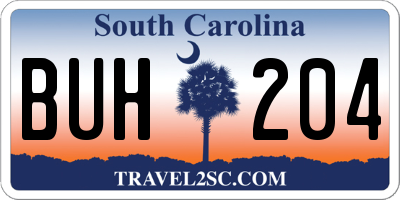SC license plate BUH204