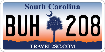 SC license plate BUH208