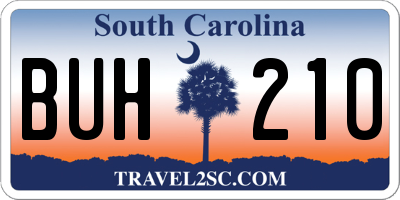 SC license plate BUH210