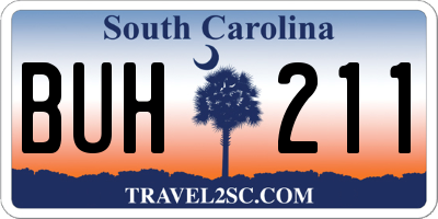 SC license plate BUH211