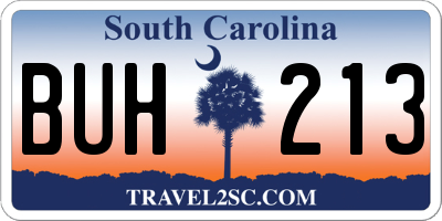 SC license plate BUH213