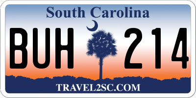 SC license plate BUH214