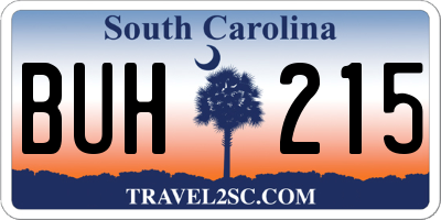 SC license plate BUH215