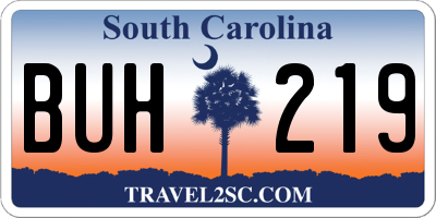 SC license plate BUH219