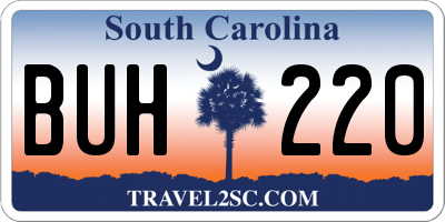 SC license plate BUH220