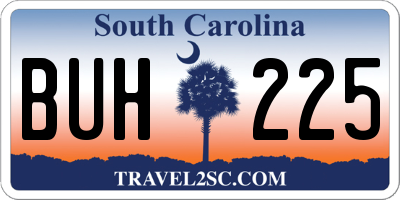 SC license plate BUH225