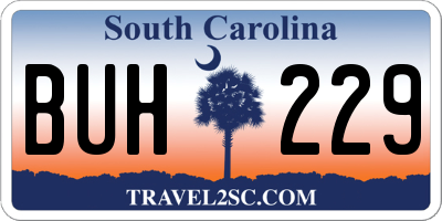 SC license plate BUH229