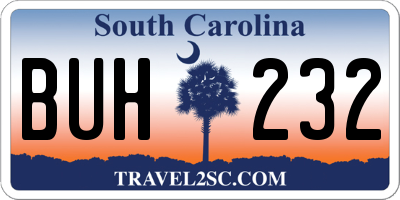 SC license plate BUH232