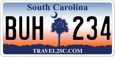 SC license plate BUH234