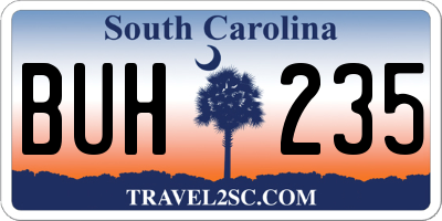 SC license plate BUH235