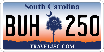 SC license plate BUH250