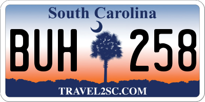 SC license plate BUH258