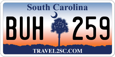 SC license plate BUH259