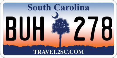 SC license plate BUH278