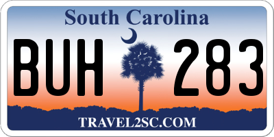 SC license plate BUH283