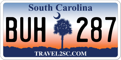 SC license plate BUH287