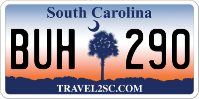 SC license plate BUH290
