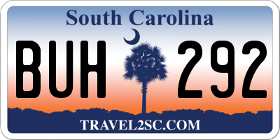SC license plate BUH292