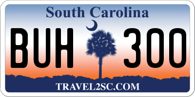 SC license plate BUH300