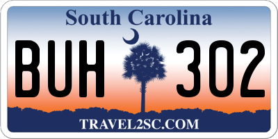 SC license plate BUH302