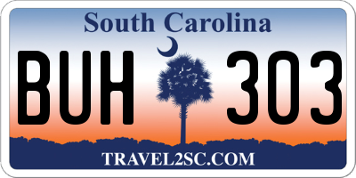 SC license plate BUH303