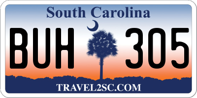 SC license plate BUH305