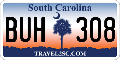 SC license plate BUH308