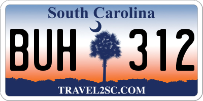 SC license plate BUH312