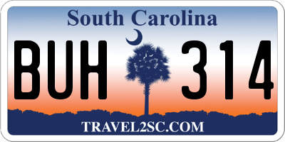 SC license plate BUH314