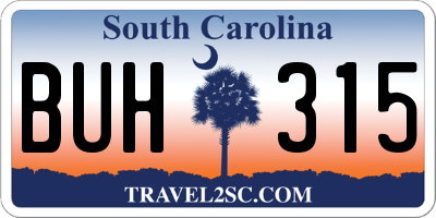 SC license plate BUH315