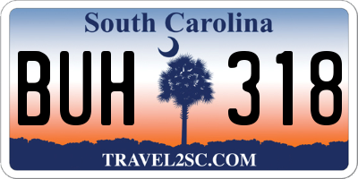 SC license plate BUH318
