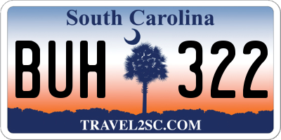 SC license plate BUH322
