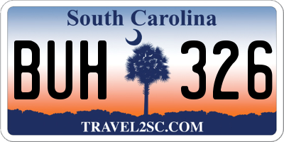 SC license plate BUH326