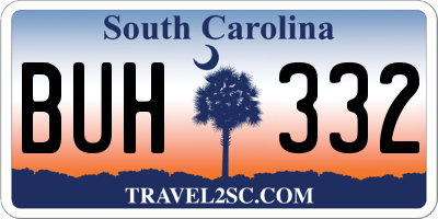 SC license plate BUH332