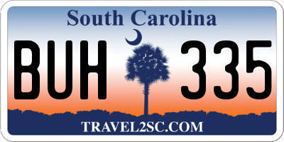 SC license plate BUH335