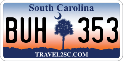 SC license plate BUH353